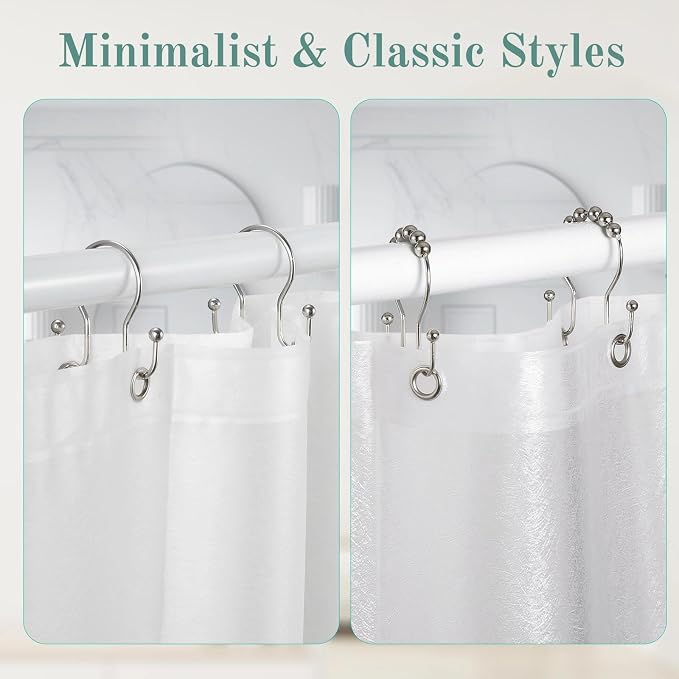 Goowin Shower Curtain Hooks, Stainless Steel Shower Curtain Hangers, Metal - Image 6