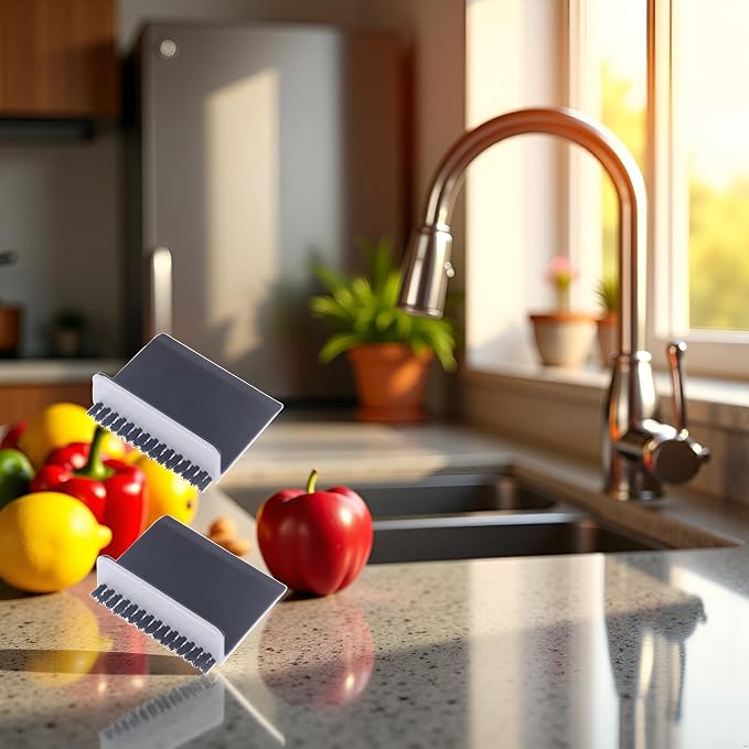 2 Pcs Black Kitchen Sink Squeegee Cleaner Countertop Brush Wiper Vegetable - Image 6