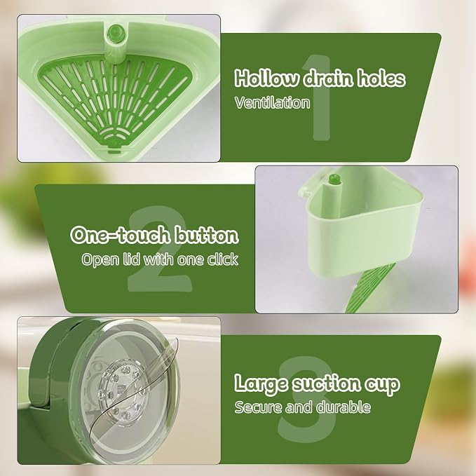 Suction Cup Sink Corner Rack 2026 Upgrade Corner Sink Strainer Basket Automatic - Image 3