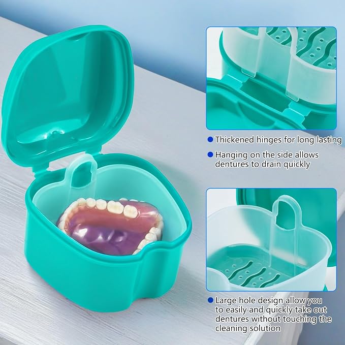 2 Pack Partial Denture Bath Case Retainer Cleaning Case Travel, Denture Storage - Image 5