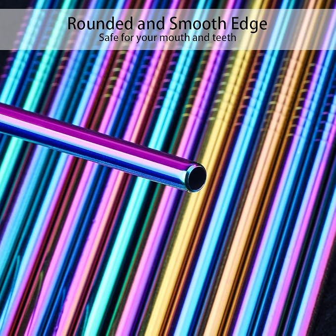 Value Pack Metallic Reusable Stainless Steel Straws Combinations, Tomorotec - Image 4