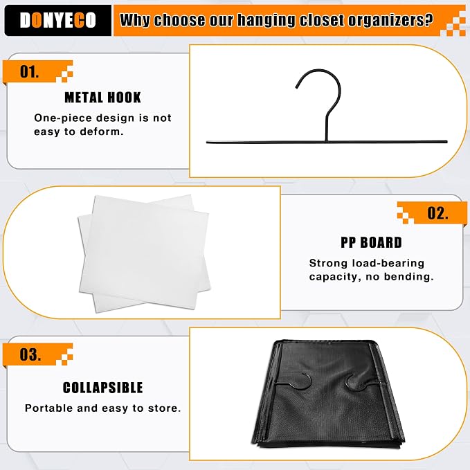 Hanging Closet Organizer, Easy Mount Foldable 4-Shelf Hanging Closet Wardrobe - Image 6