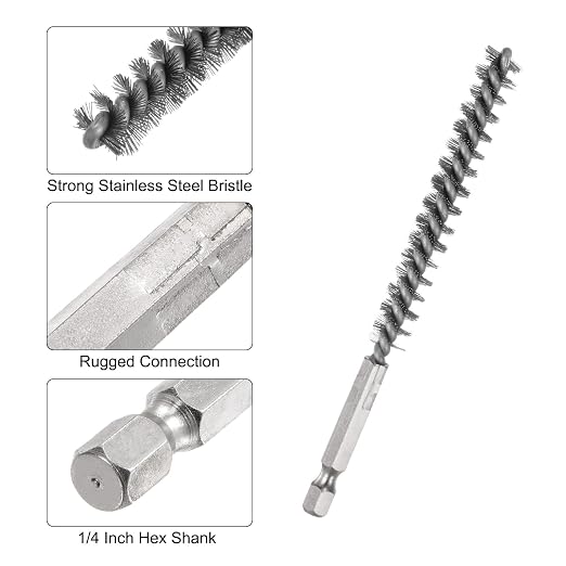 HARFINGTON 5Pcs Bore Brush Stainless Steel 9mm Dia Cleaning Twisted Wire Brush - Image 4