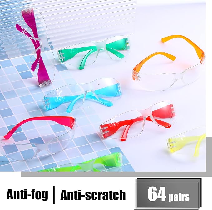 Chumia 64 Pcs Kids Safety Glasses Scratch Impact Resistant Safety Goggles Anti - Image 4