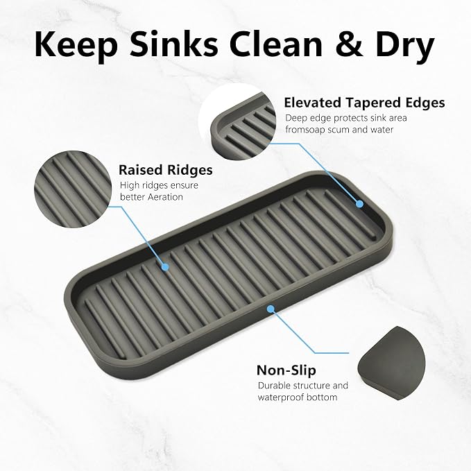 Gosmol Silicone Sponge Holder Kitchen Sink Organizer Tray Dish Caddy Soap - Image 5