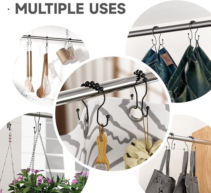 Shower Curtain Hooks Shower Curtain Rings Black Shower Curtain Hooks RustProof - Image 6