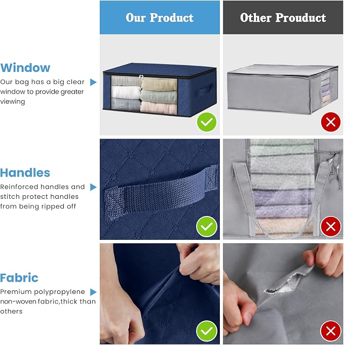 HomeHacks Storage 8-Pack Clothes Organizer Storage Bags Foldable Storage Box - Image 5