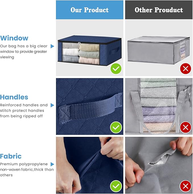 HomeHacks Storage 4-Pack Clothes Organizer Storage Bags Foldable Storage Box - Image 5