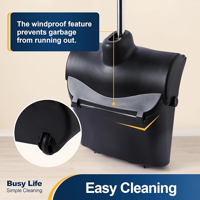 Yocada Commercial Dustpan with Wheels and Windproof Cover Indoor&Outdoor - Image 3