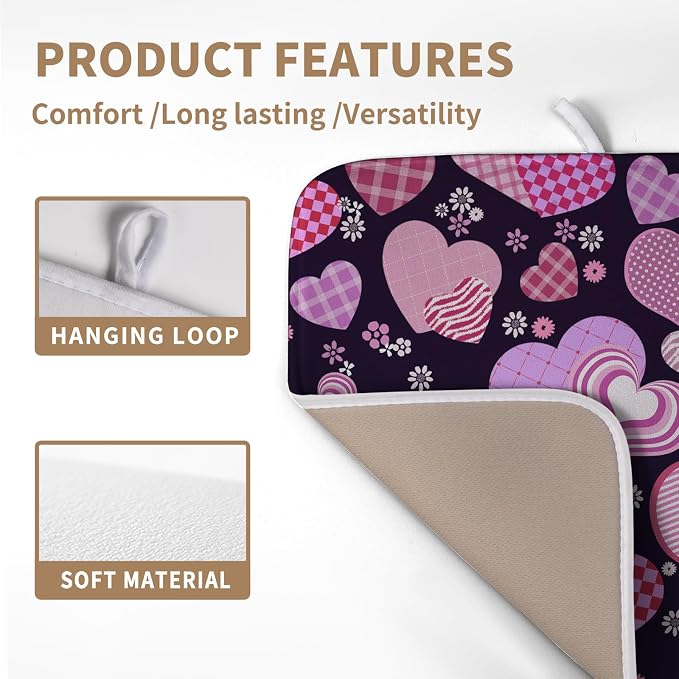 Valentine's Day Pink Love Heart Dish Drying Mat - Image 3