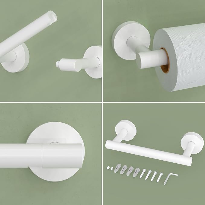 White Toilet Paper Holder SUS304 Stainless Steel Double Post Pivoting Toilet - Image 5