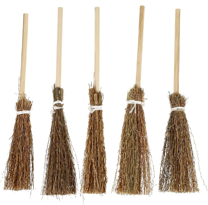 Toyvian Mini Hand-Woven Broom Dollhouse Decor Simulation Decorative Broom Props by Toyvian