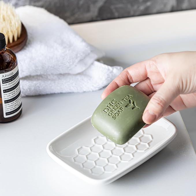 Gomakren Soap Dish for Shower, Bar Soap Holder, Ceramic Soap Dishes for Bar Soap - Image 3