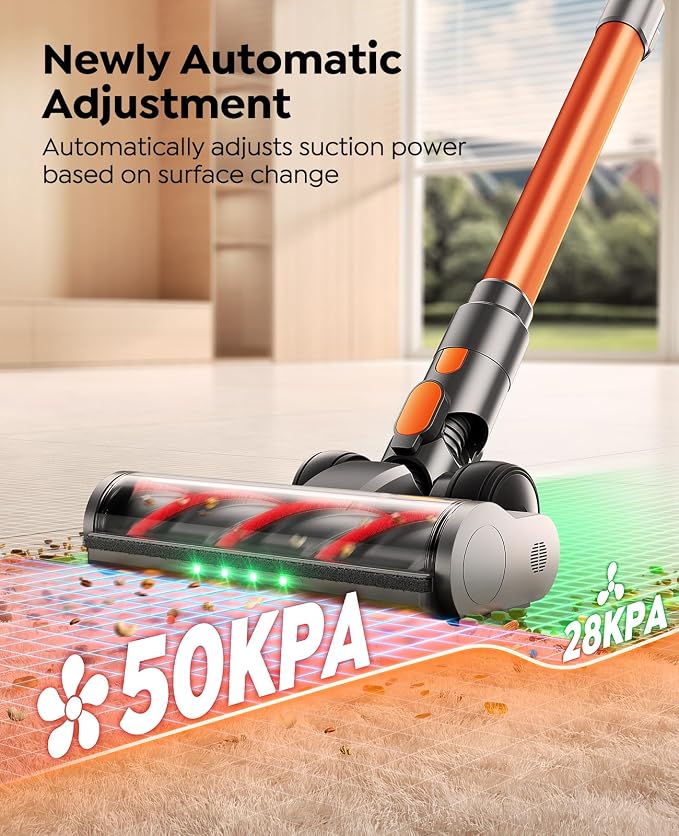 Fieety Cordless Vacuum Cleaner, 600W/50KPa/65Min Runtime Stick Vacuum - Image 8