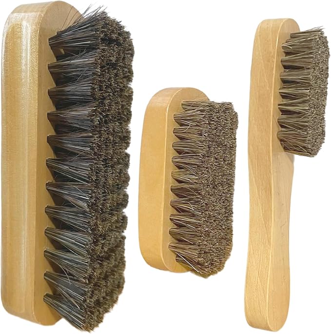 Horsehair Laundry Stain Brush 3 Pack Clothes Brush Shoes Soft Bristle Cleaning by Selaurel