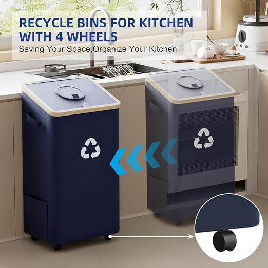 26 Gallon Recycling Bin for Kitchen, 100L Recycle Bin - Image 4