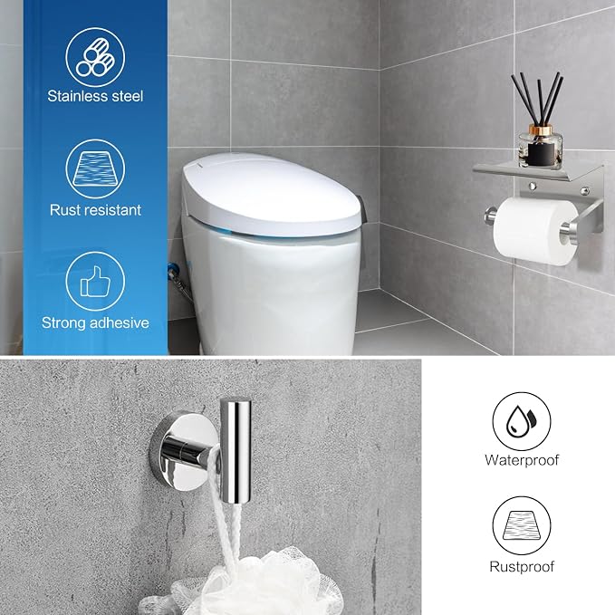 1pcs Toilet Paper Holder with Shelf, Brushed Nickel Stainless Steel Bathroom - Image 5