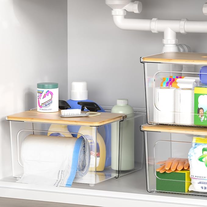 Trash Bag Dispenser Under Sink Organizer, 2-in-1 Acrylic Trash Bags Holder - Image 5