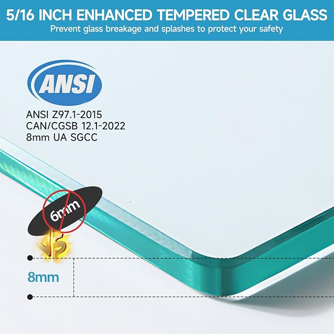 56-60" W x 60" H Frameless Bathtub Sliding Door, 5/16" Tempered Glass Tub - Image 7