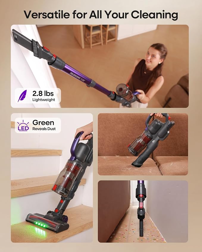 AlloyMove Cordless Vacuum Cleaner 45KPA, 3 Suction Modes, Rechargeable Stick - Image 8