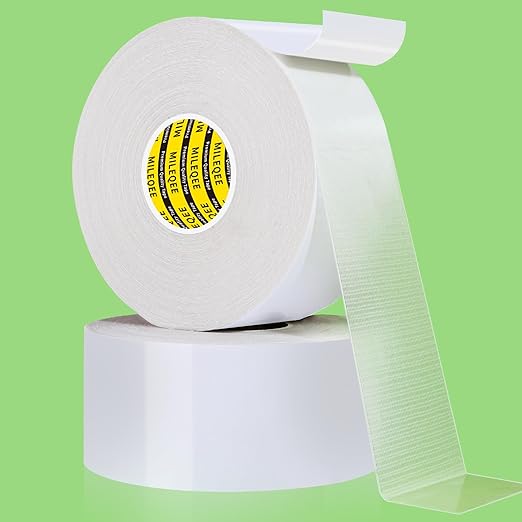 2Pack Double Sided Tape Heavy Duty, 2in x 66FT, Universal High Tack Strong Wall by MILEQEE