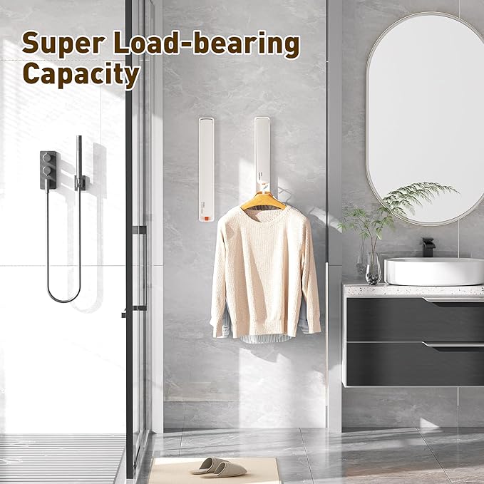 Clothes Drying Rack, Laundry Room Wall Mounted Retractable Clothes Hanger - Image 5