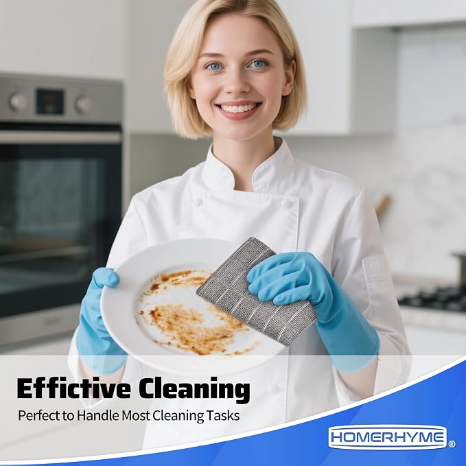 HOMERHYME Kitchen Towels, 8 Pack Microfiber Cleaning Cloth, 270 GSM Checkered - Image 3