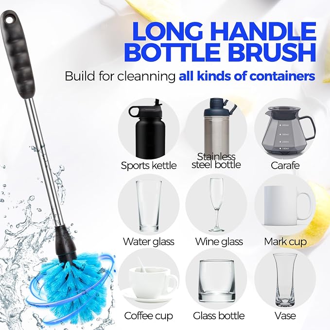 Holikme 6 Pack Brush Set, 3 Straw Brushes, 3-in-1 Cleaning Brush - Image 2