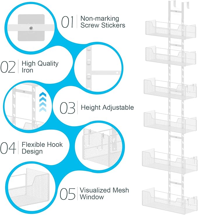 Over The Door Organizer, Metal Hanging Door Organizer - Image 8
