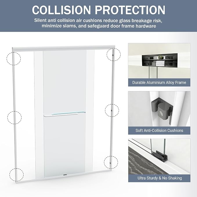 Abruzzo 56" - 60" Adjustable Width Double Sliding Shower Door - Semi-Frameless - Image 8