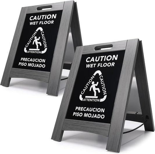 Premium Outdoor Composite Caution Wet Floor Sign – Bilingual w/Non-Skid Plastic by WholesaleHotelProducts