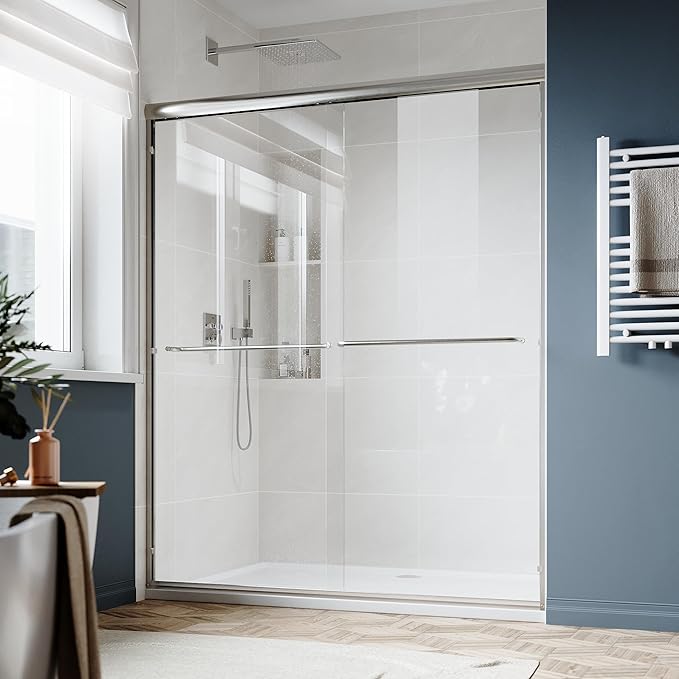 SUNNY SHOWER Double Sliding Glass Door 60" W x 72" H Shower Door 1/4" Tempered by SUNNYSHOWER