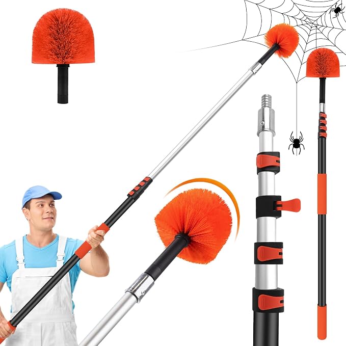 26 FT Cobweb Duster with Extension Pole, Spider Web Brush with Pole Extend by ACTREY