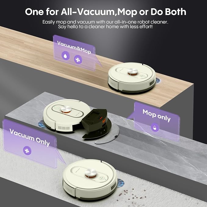 Bagotte Robot Vacuum and Mop, 5000Pa Robotic Vacuums, Self Emptying Station - Image 3