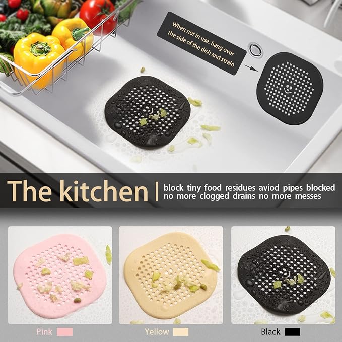 2 Pack Drain Cover Hair Catcher Drain Plug Hair Stopper Drain Protector - Image 3