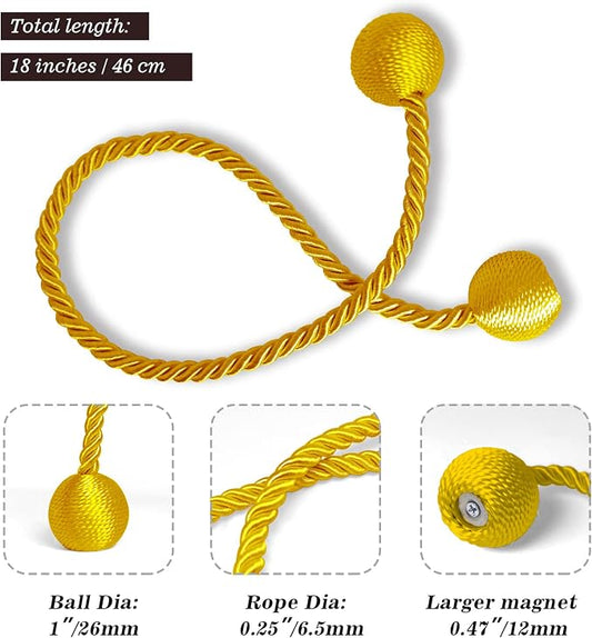Hion Magnetic Curtain Tiebacks Golden 6 Pack, Curtain Tiebacks Buckles - Image 2