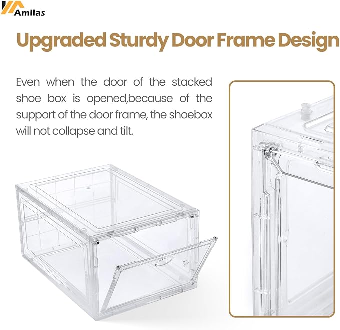 12 Pack Clear Shoe Boxes Stackable, Shoe Storage Boxes - Image 5
