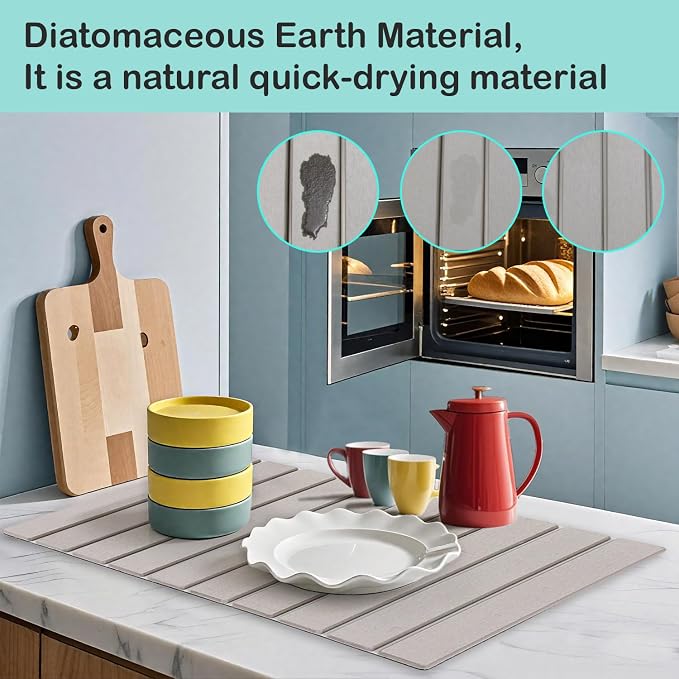 Foldable Stone Dish Drying Mat Fast Dry and Quickly Absorbed Collapsible Drying - Image 2