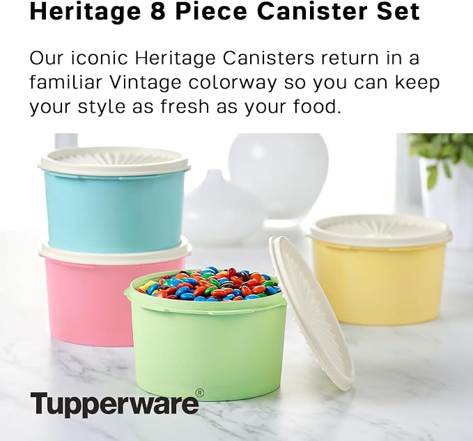 Tupperware Heritage Collection 8 Piece Food Storage Canister Set in Vintage - Image 2