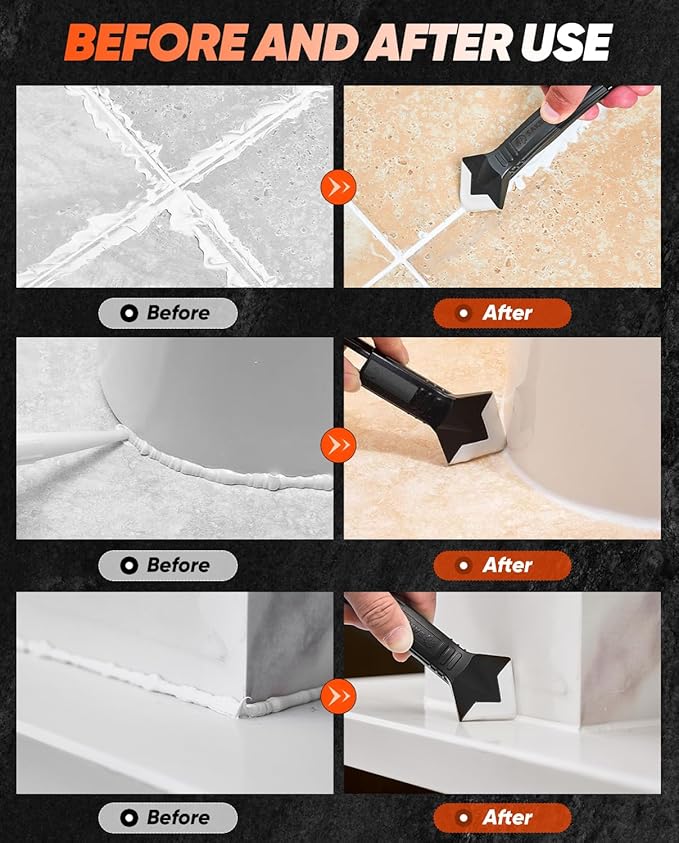 Saker Silicone Caulking Tools-3 in 1 Sealant Finishing Tool Grout Remove Scraper - Image 6