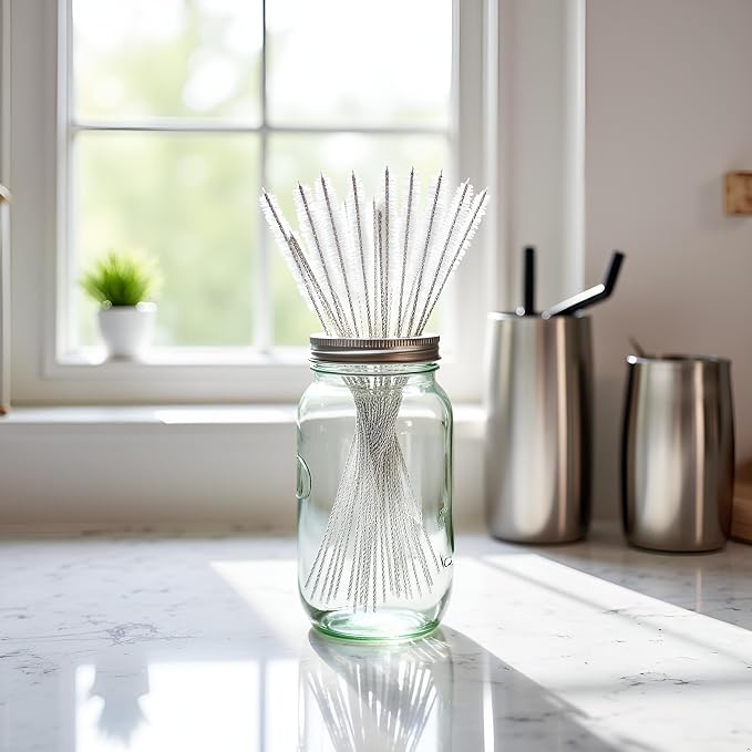 10Pcs White Long Straw Brush, Nylon Pipe Tube Cleaner 8-ihch 10 Different - Image 6