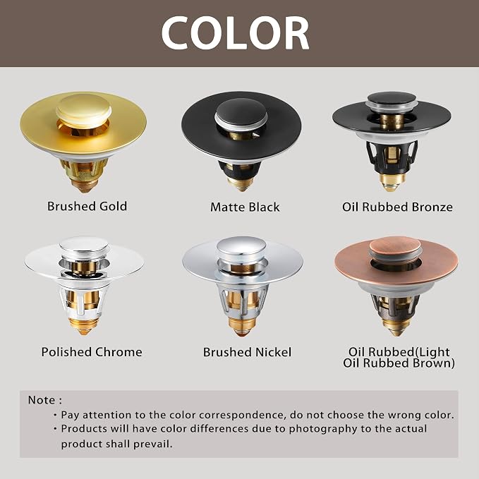 Fransiton Bathroom Sink Drain Stopper, 1.1-1.77 Inch Basin Pop Up Sink Drain - Image 8