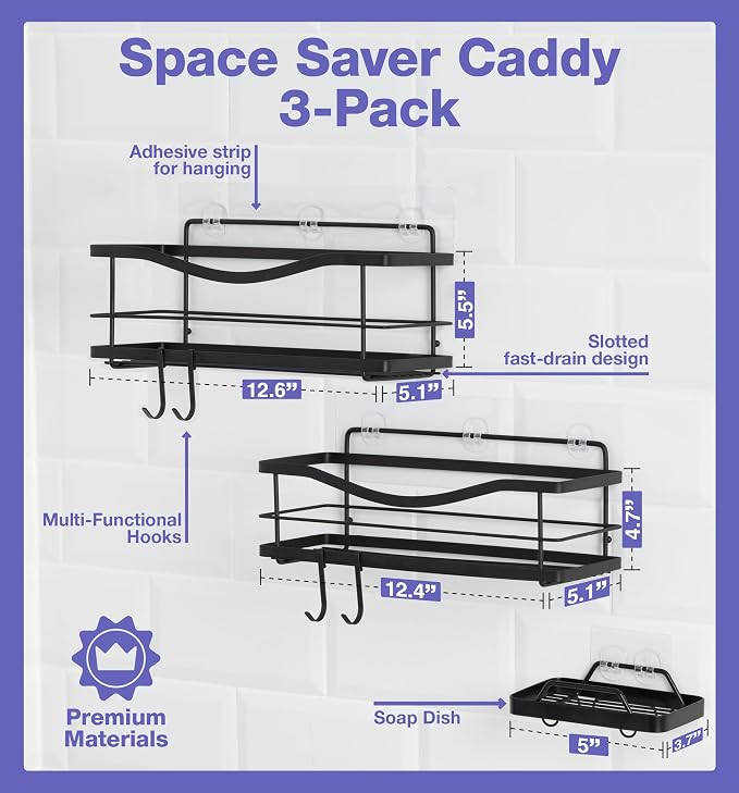 KINCMAX Shower Caddy and Soap Holder Set, Rustproof SUS304 Stainless Steel - Image 3