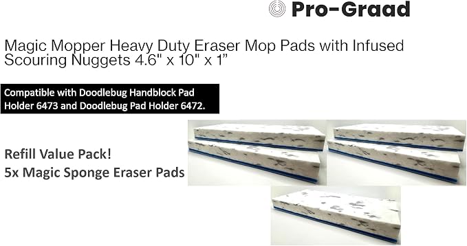 4.5" x 10" Heavy Duty Mop Floor Cleaning Eraser Pads Infused - Image 4