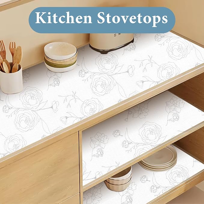 Shelf Liners for Kitchen Cabinets 12in x 10FT Non Adhesive Drawer Liner Sliver - Image 3