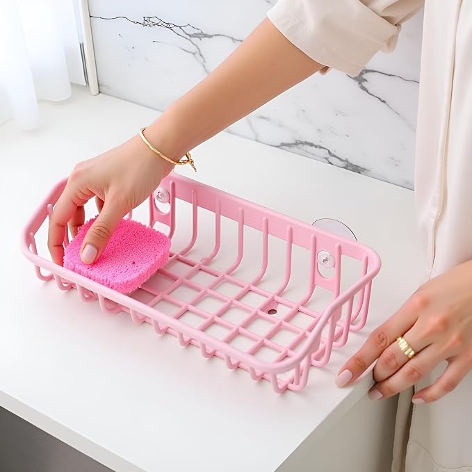 Pink Multifunctional Drain Rack, Hanging Storage Rack Drain Rack Sink Shelf - Image 8