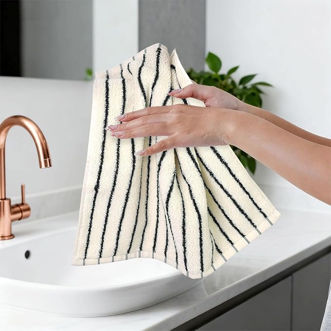 Jacquotha Striped Cotton Washcloths 4 Pack, 13” x 13” - Image 8