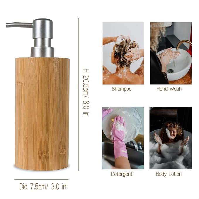 Natural Bamboo Liquid Soap Dispenser, 10 oz - Image 6