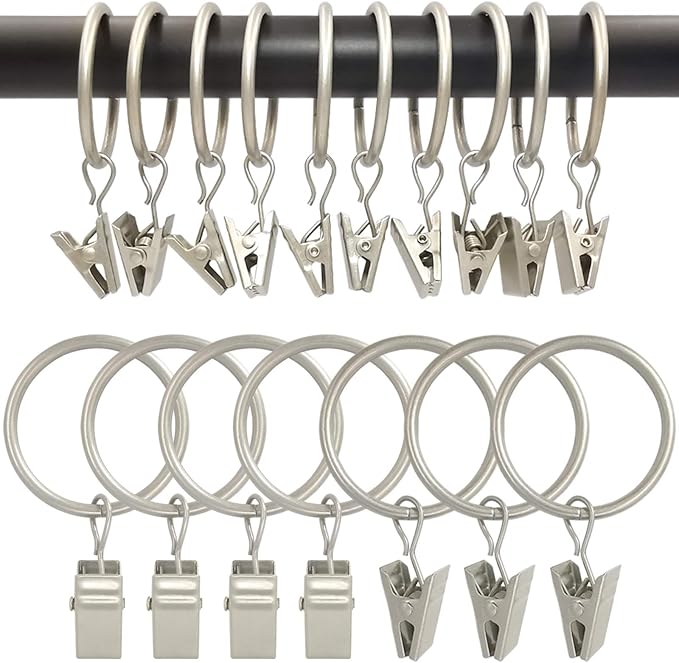 90 Pack Curtain Rings with Clips, Drapery Clips with Rings, Drapes Rings 1.26 by AMZSEVEN