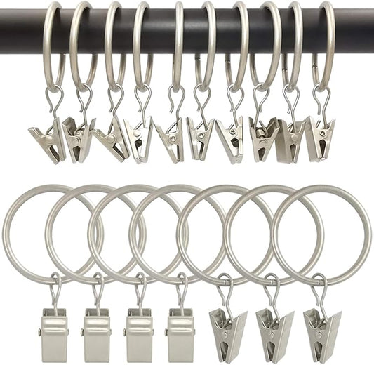 90 Pack Curtain Rings with Clips, Drapery Clips with Rings, Drapes Rings 1.26 by AMZSEVEN